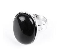 Bague En Cristal D'Obsidienne Noire Naturelle Ovale Grande Bague Réglable Pour Femme Bague Ouverte Équilibre Reiki Bagues En Pierre Bagues Cheville Doigt Bagues Bague D'Éternité Pour Femme Fille