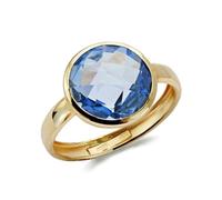 Bague en or 9 carats avec lunette en zircon cubique bleu, 12 mm de large. 59