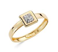 Bague en or 9 carats avec tête carrée de 6,5 mm et zircone cubique 52