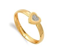 Bague en or 9 carats avec un centre en forme de cœur et des zirconiums cubiques, largeur de la tête 7 mm. 54