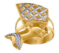 Bague en or bicolore 10 carats pour homme Motif néfertiti 30 x 21,9 mm