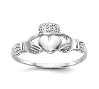 Bague en or blanc 10 carats poli avec nœud de la trinité celtique Claddagh irlandais Taille 7.00 pour femme