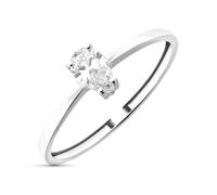 Bague en or blanc 18 carats avec diamant de laboratoire taille poire de 0,35 carat. Pureté VS2-G. Largeur : 6 mm. 54