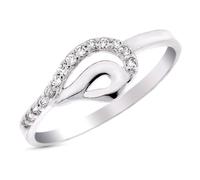 Bague en or blanc 9 carats avec formes ajourées et zircon cubique, largeur maximale de la tête 8 mm. 51