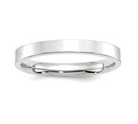 Bague en or blanc massif 14 carats poli poli 3 mm standard plat confortable pour femme - Options de taille de bague : H à Z, US 8 | EU 57.75 | DE 18 | JP 16 | UK Q, Or Métal Or blanc, Aucune pierre