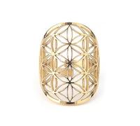 Bague En Or En Argent Réglable En Acier Inoxydable Creux En Filigrane Ouvert Fleur Vie Symbole Longue Grande Bande Bagues Bague Mode Fleur Vie Anneau Creux Géométrie Sacrée Femmes Homme