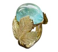 Bague en or et ambre bleu, bague simple et tendance à un seul article Jouets Ronds Bijoux (A, 6)