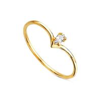 Bague en or jaune 18 carats avec diamant de laboratoire taille marquise de 0,067 carat. Pureté : G-VS2. Largeur : 5 mm. 56