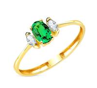 Bague en or jaune 18 carats sertie de diamants de laboratoire (0,40 ct et 0,134 ct, pureté E-VS2). 54