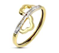 Bague en or jaune 9 carats avec détail de fleur fendue et zircon cubique en canal, largeur maximale de la tête 10 mm. 51