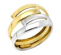 Bague en or jaune 9 carats avec double anneau à finition polie, largeur maximale de la tête de 14 mm. 51