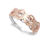 Bague en or jaune 9 carats avec motifs ajourés roses, largeur maximale de la tête 7 mm. 53