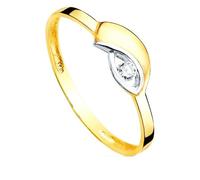 Bague en or jaune 9 carats avec zircon cubique de forme et de détail, largeur maximale de la tête 5 mm. 53