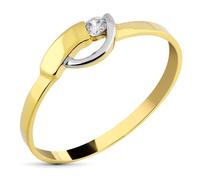 Bague en or jaune 9 carats avec zircone cubique et une largeur maximale de 5 mm. 55