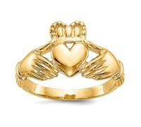 Bague en or jaune massif 10 carats pour homme Claddagh celtique nœud de la Trinité Taille 8,75