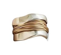 Bague en or martelé pour femme - 1 bague texturée grossière - Bague vintage - Bijoux punk tendance - Bague de bras de natation, taille unique, Métal, Aucune pierre précieuse