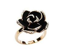 Bague en Or Rose exagérée zircone Brillante garnie de Motifs de Roses Noires pour Les Nouvelles Femmes élégantes et populairesCharmant et Charmant