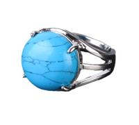 Bague en Pierre - Bague en Cristal pour Femme Bague en Pierre Naturelle Bague en Perles Aventurine Verte Améthyste Quartz Blanc Bijoux de fête, Bleu Turquoise, Taille Unique