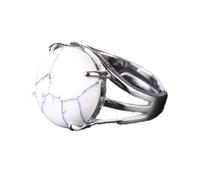 Bague en Pierre - Bague en Cristal pour Femme Bague en Pierre Naturelle Bague en Perles Aventurine Verte Améthyste Quartz Bijoux de fête Blanc, Turquoise Blanc, Taille Unique