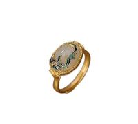 Bague en pierre de Jade, Bague for femme en jade Hotan, pierre précieuse naturelle, argent 925, motif orchidée/lotus, taille 12 x 18-19 mm(Orchid Ring)