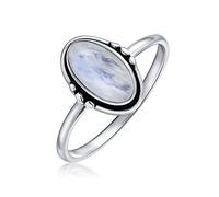 Bague En Pierre De Lune Changeant D'Humeur Iridescente Avec Pierre Précieuse Ovale Cabochon Délicate De Style Bohème Occidental Bande Fine De 1 Mm En Argent Sterling Oxydé .925