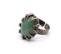 Bague en pierre naturelle for femmes, en forme d'œuf, amorphe, Agate violette, pierre de soleil, bijoux uniques fabriqués à la main(Aventurine)