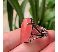 Bague En Pierre Naturelle Pour Femme Grand Œil De Cheval Ouvert Réglable Rond Bague En Cristal Rose Améthyste Opale De Guérison,Quartz Cerise