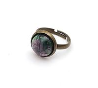 Bague En Pierre Naturelle Rouge Vert Cristal Rond Couleur Bronze Bague Réglable Pour Femme Anneaux En Pierre Ouverte Reiki Équilibre Cheville Doigt Anneaux Bague D'Éternité Pour Femme Fille Homm