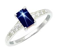 Bague en pierre précieuse d'Saphir étoilé bleu Linde synthétique pour hommes et femmes, en argent Sterling 925,bijoux TSR1239BG_7 (53 (16.9))