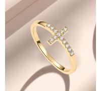 Bague en plaqué or 14 carats - Superbe motif cœur avec 8 cœurs et 8 flèches en oxyde de zirconium - Parfait comme bague de promesse ou bague tendance pour femme