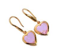 Bague en quartz rose avec pierres précieuses pour boucles d'oreilles en argent 925 Streling Forever In Love en forme de cœur, bague de fiançailles pour femme, cadeau de Saint-Valentin