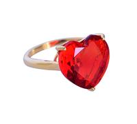 Bague en quartz rouge avec pierres précieuses pour filles, plaqué or 925, argent Streling Forever in Love en forme de cœur, bague de fiançailles pour femme, cadeau de Saint-Valentin, Pierre, pierres