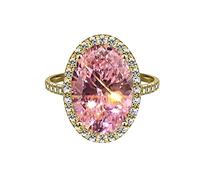 Bague en strass rose en forme d'œuf élégante pour femme - Bague en zircone pour femme - Taille 5 à 11 anneaux d'album, 10, Métal, Aucune pierre précieuse