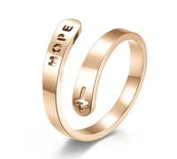 Bague en titane avec croix chrétienne et lettre, bague ajustable pour femme