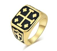 Bague en titane avec croix de Jérusalem, bague vintage pour homme, style croisé européen