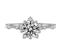 Bague en zircon flocon de neige micro-bague de luxe incrustée style bijoux anneaux ouverts Quartet Anneaux, taille unique, Cuivre, Pas de pierre précieuse