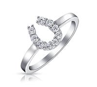 Bague En Zirconium Pavé Cz Equine Cowgirl Équestre Bague En Fer Cheval Pour Femmes Ados Argent Sterling