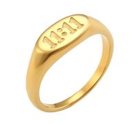 Bague Enfant Fille 11: 11 Angel Number Chevalière Angel Number Ring Water Proof Ring Spirituual Gift Ternish Cadeau pour son cadeau Saint-Valentin (A, 8)