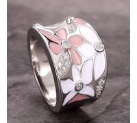 Bague esthétique en émail pour femme avec zircone cubique brillante | Commutation quotidienne, exposition d'art, galerie, événement formel léger, shopping, sortir, séance de mode