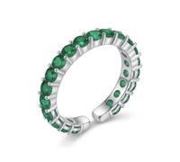 Bague Éternité 18 Zircon Emeraude plaqué or blanc Taille ajustable 50-56