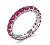 Bague Éternité 18 Zircones Rubis plaqué or blanc Taille ajustable 50-56