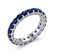 Bague Éternité 18 Zircones Saphir plaqué or blanc Taille ajustable 50-56