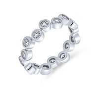 Bague Éternité CZ Cercle Bulle Géométrique Zig Zag en Zircon Cubique pour Femmes en Argent Sterling .925
