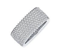 Bague Éternité de Mariage Large à 5 Rangées de Zircon Cubique Pavé pour Femme pour Petite Amie en Argent Sterling .925