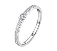 Bague éternité en or blanc 9 K/14 carats, diamant blanc, 2 mm, délicate, empilable pour femme, Taille 50 (Ø 15,9 mm), Métal précieux, Diamant
