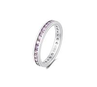 Bague Éternité Pierre de Naissance en Argent 925 - Anneau Empilable Femme, Sertissage Canal Complet avec Zircon Cubique