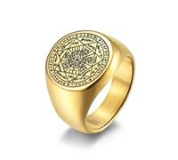 Bague étoile à sept branches créative, symboles angéliques, inscriptions, bijoux en acier titane pour homme