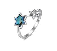Bague étoile de David en argent sterling 925 et abalone - Hexagramme ouvert - Bijou juif Israël - Cadeau pour femme, 8, Argent sterling, Aucune pierre précieuse