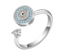 Bague Evil Eye - Ouverture rotative réglable de 0,9 cm | Bijoux avec tournant en strass en cuivre plaqué de 0,1 livre, ce anti-stress offre une concentration apaisante pour les filles,