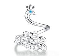 Bague exquise, bagues femmes, bague ouverte paon, ensemble de bagues ouvertes en argent bagues réglables anneaux d'orteil noeud ouvert divers anneaux de queue empilables bijoux de plage for femmes fil